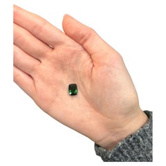 2.94 Carat Emerald-Cut Natural Deep Forest Green Tourmaline Loose Gemstone