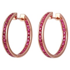 3.10 Carat Mozambique Ruby Dangle Earrings in 18k Rose Gold