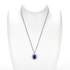 2.94 Carat Natural 'AAA' Tanzanite and Diamond Pendant made in Platinum