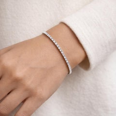 2.94 Carat Natural Diamond Stackable Tennis Bracelet 18 Karat White Gold