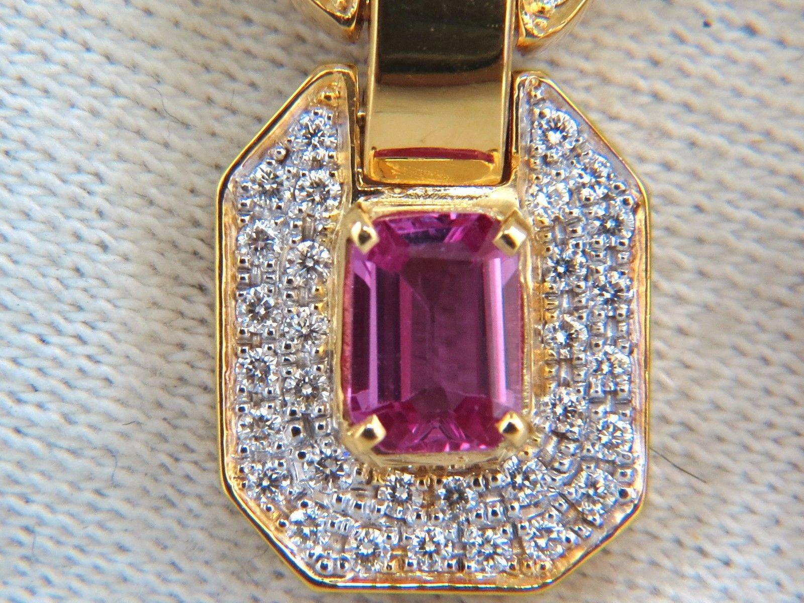 2,94 Karat natürlicher rosa Saphir Diamant-Ohrhänger 14 Karat lebhaftes Prime im Zustand „Neu“ im Angebot in New York, NY