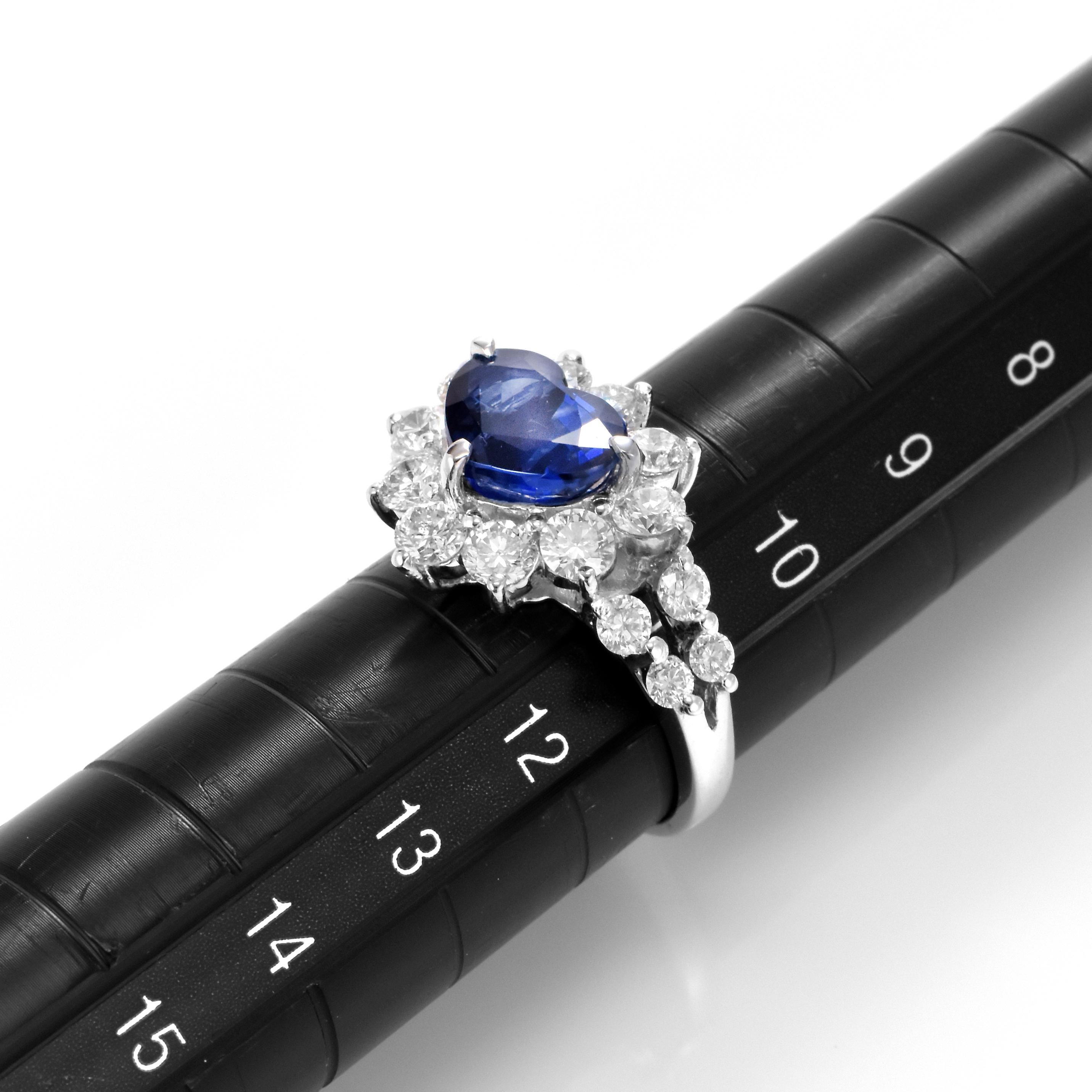 Ring aus Platin mit 2,94 Karat natürlichem Saphir und Diamant im Angebot 4