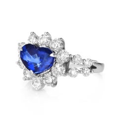 2.94 Carat Natural Sapphire and Diamond Ring Made in Platinum