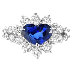 Anillo de Zafiro Natural y Diamante de 2,94 Quilates Realizado en Platino