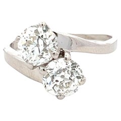 2.94 Carat Old European Cut I-J I1 Diamond Platinum Two-Stone Ring