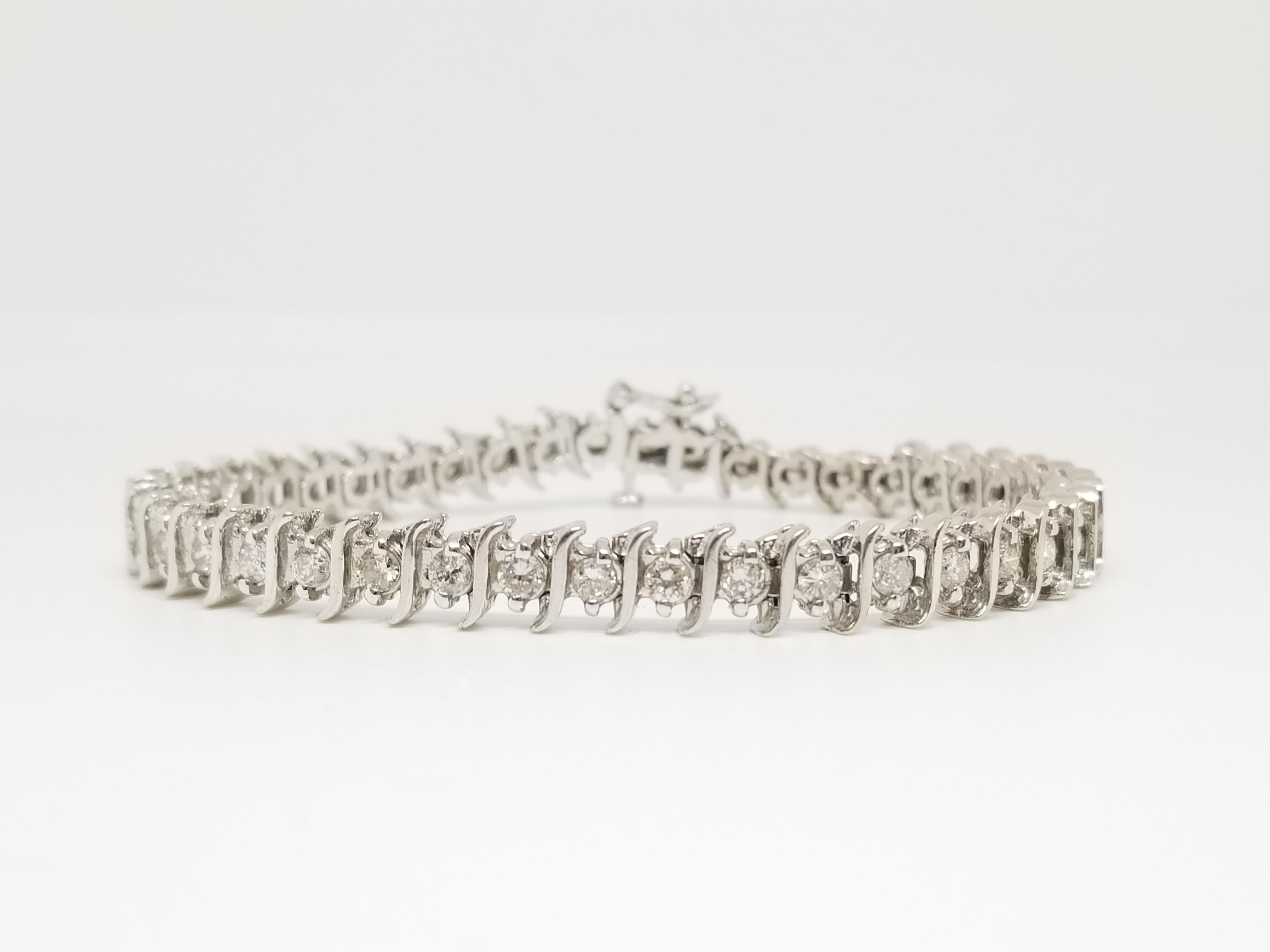 s shaped diamond tennis bracelet