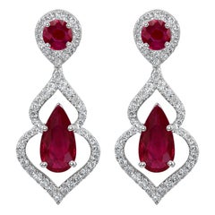 2.94 Carat Ruby and Diamond White Gold Earrings