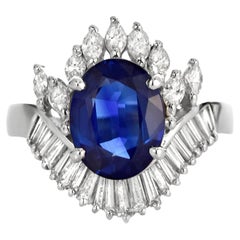 2.94 Carat Sapphire and Diamond Cocktail Ring made in Platinum