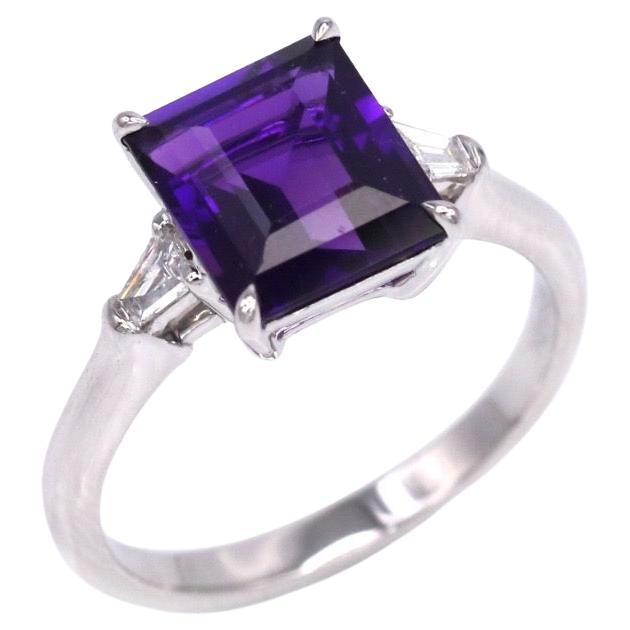 2.94 Ct Amethyst Diamond 18 K White Gold Ring