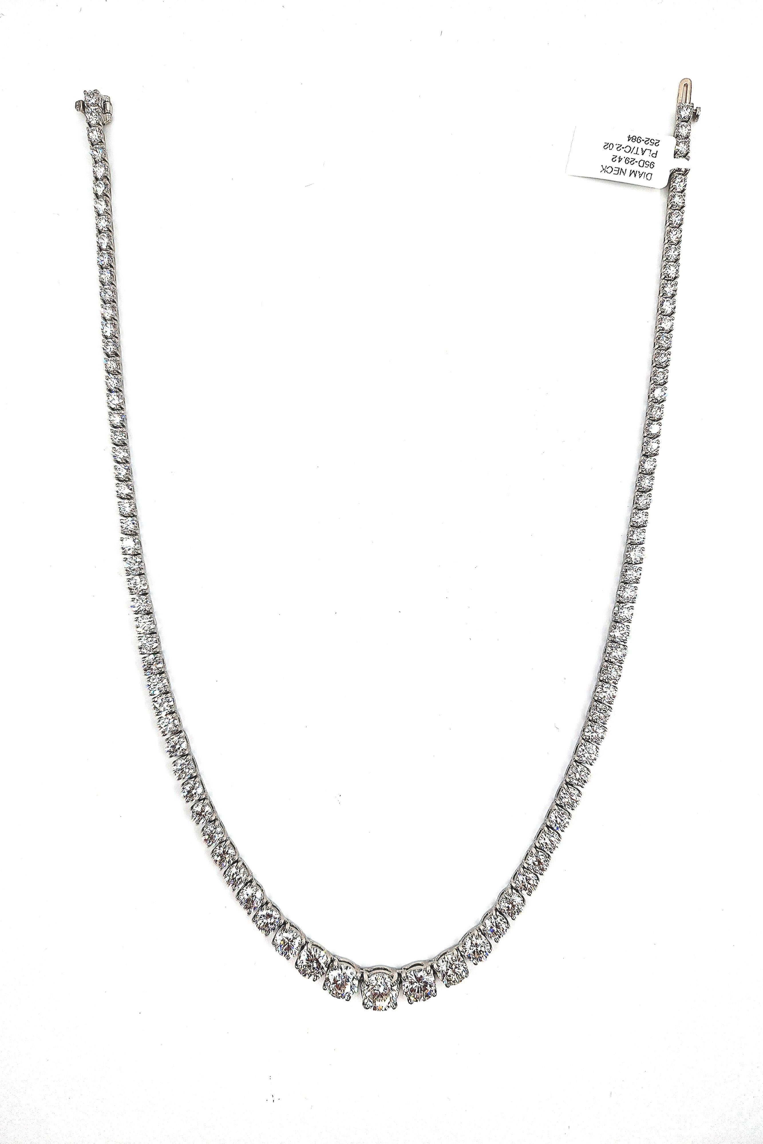 Collier de diamants gradués Riviera 29.42 ct - Platine en vente 2