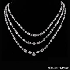29.44 Carat SI/H Mixed Cut Diamond Three Stand Necklace 18 Karat White Gold