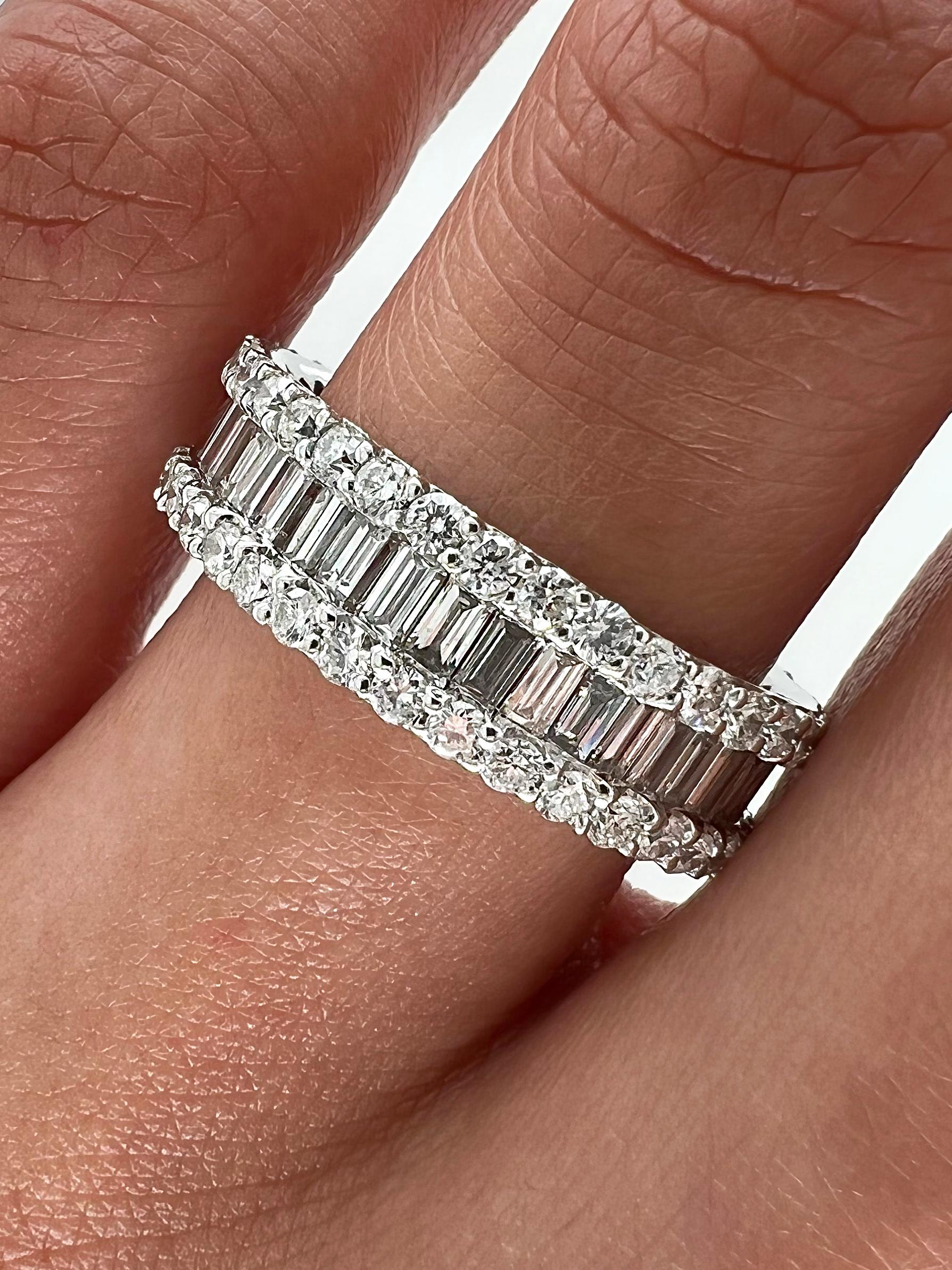 Mixed Cut 2.94 Carat Channel & Prong-Set Diamond Eternity Band For Sale