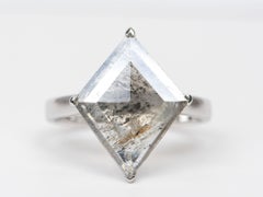2.94ct Kite Shape Salt and Pepper Diamond 14K White Gold Engagement Ring R6288