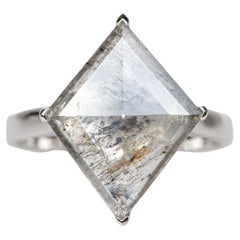 2.94ct Kite Shape Salt and Pepper Diamond 14K White Gold Engagement Ring R6288
