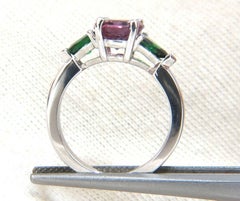 2.94 Carat Natural Vivid Purple Spinel Green Tsavorite Ring 14 Karat