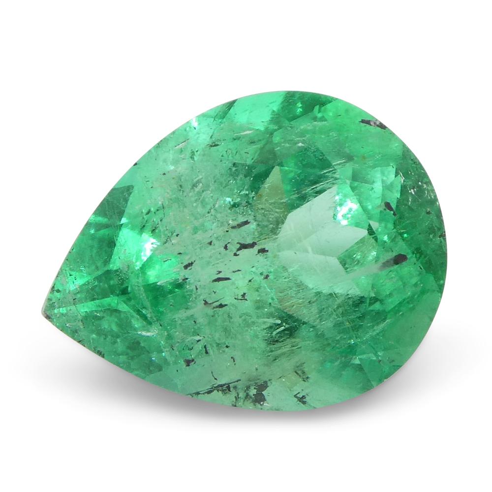 2.94ct Pear Green Emerald from Colombia In New Condition For Sale In Toronto, Ontario