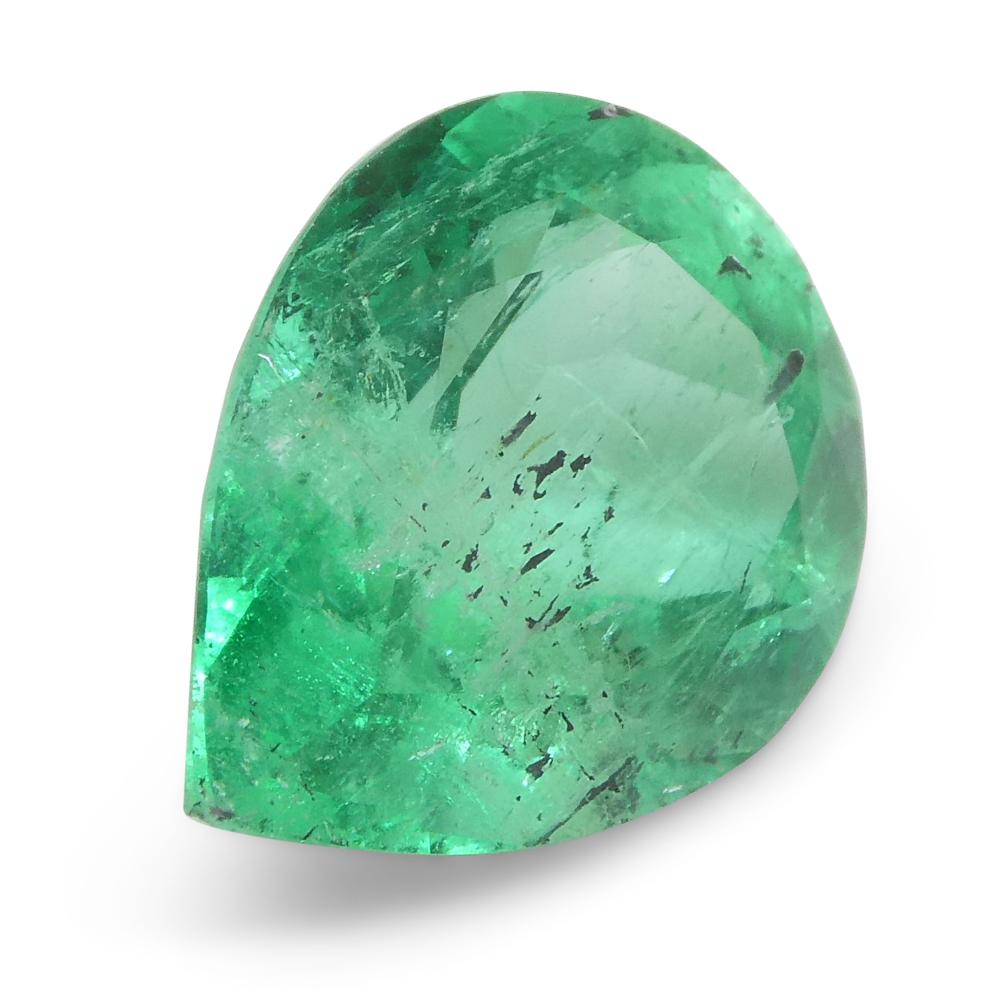 Women's or Men's 2.94ct Pear Green Emerald from Colombia For Sale