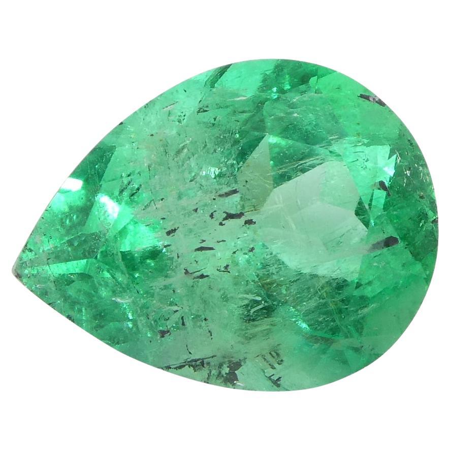 2.94ct Pear Green Emerald from Colombia For Sale