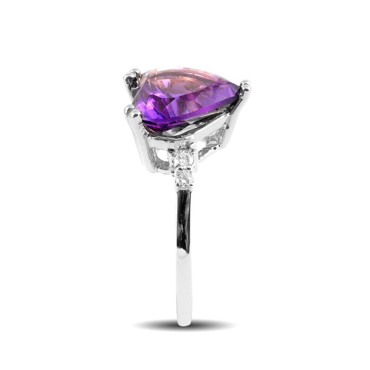 Mixed Cut 2.95 Сarats Amethyst Diamonds set in 14K White Gold Ring For Sale