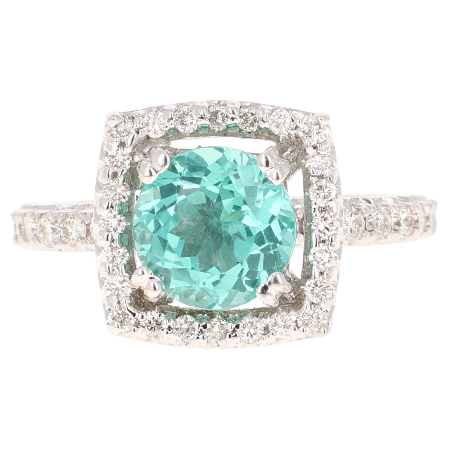 Bague en or blanc 18 carats avec apatite de 2,95 carats et diamants