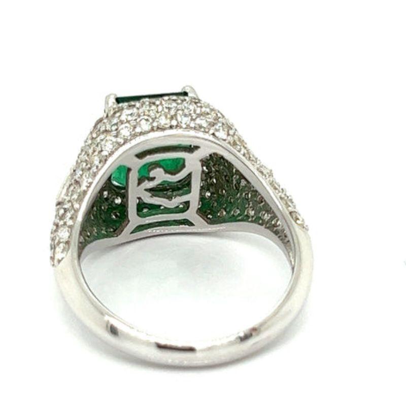 Emerald Cut 2.95 Carat Emerald and 1.74 CTW Diamond Ring