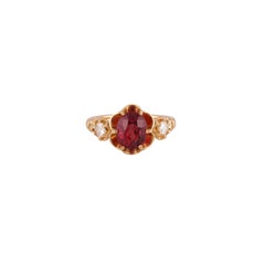 2.95 Carat Mozambique Ruby and Diamond  Ring in 18k Matte Finish Yellow Gold