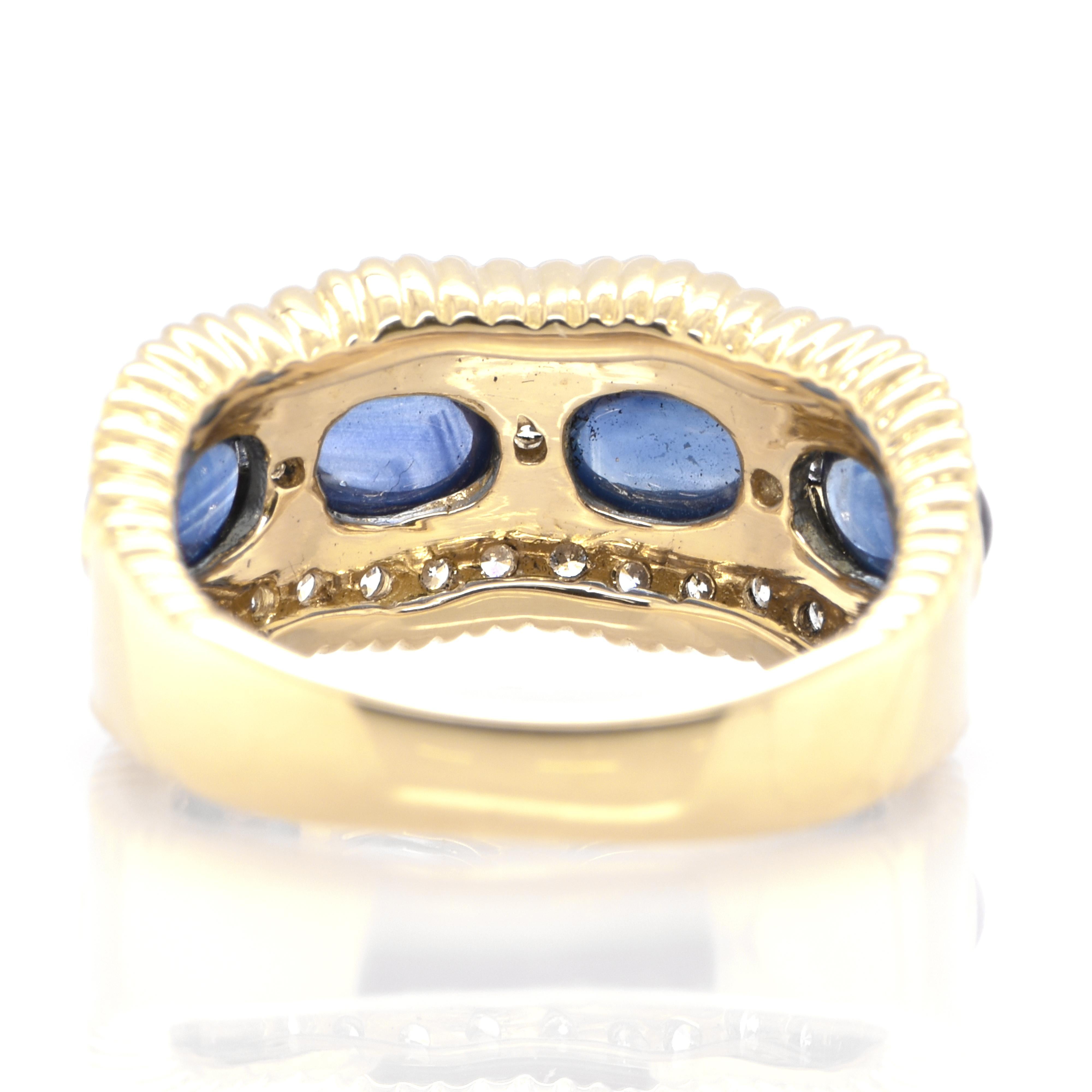 Anneau d'éternité demi-anneau en saphirs cabochons naturels de 2,95 carats et diamants Pour femmes en vente