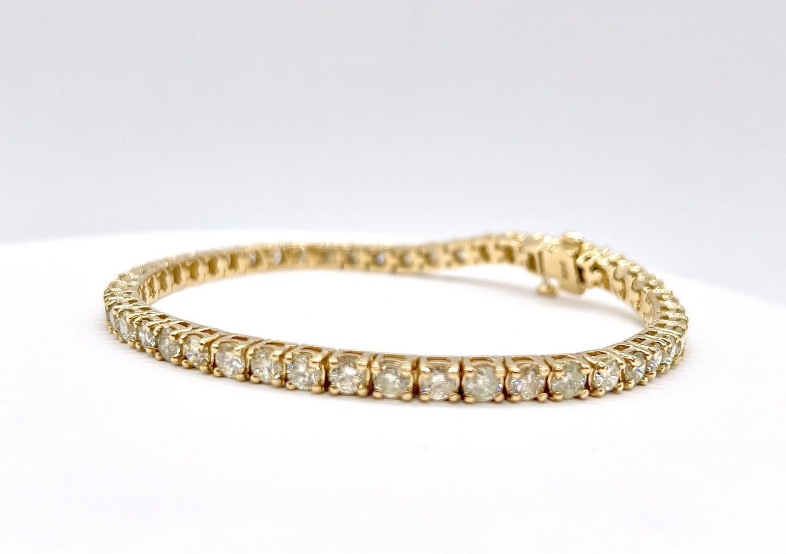 Moderno Bracciale tennis con diamanti naturali da 2,95 carati in oro giallo 14 carati da 7