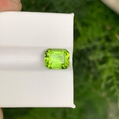 2.95 Carat Natural Loose Apple Green Peridot Emerald Cut Pakistani Gemstone
