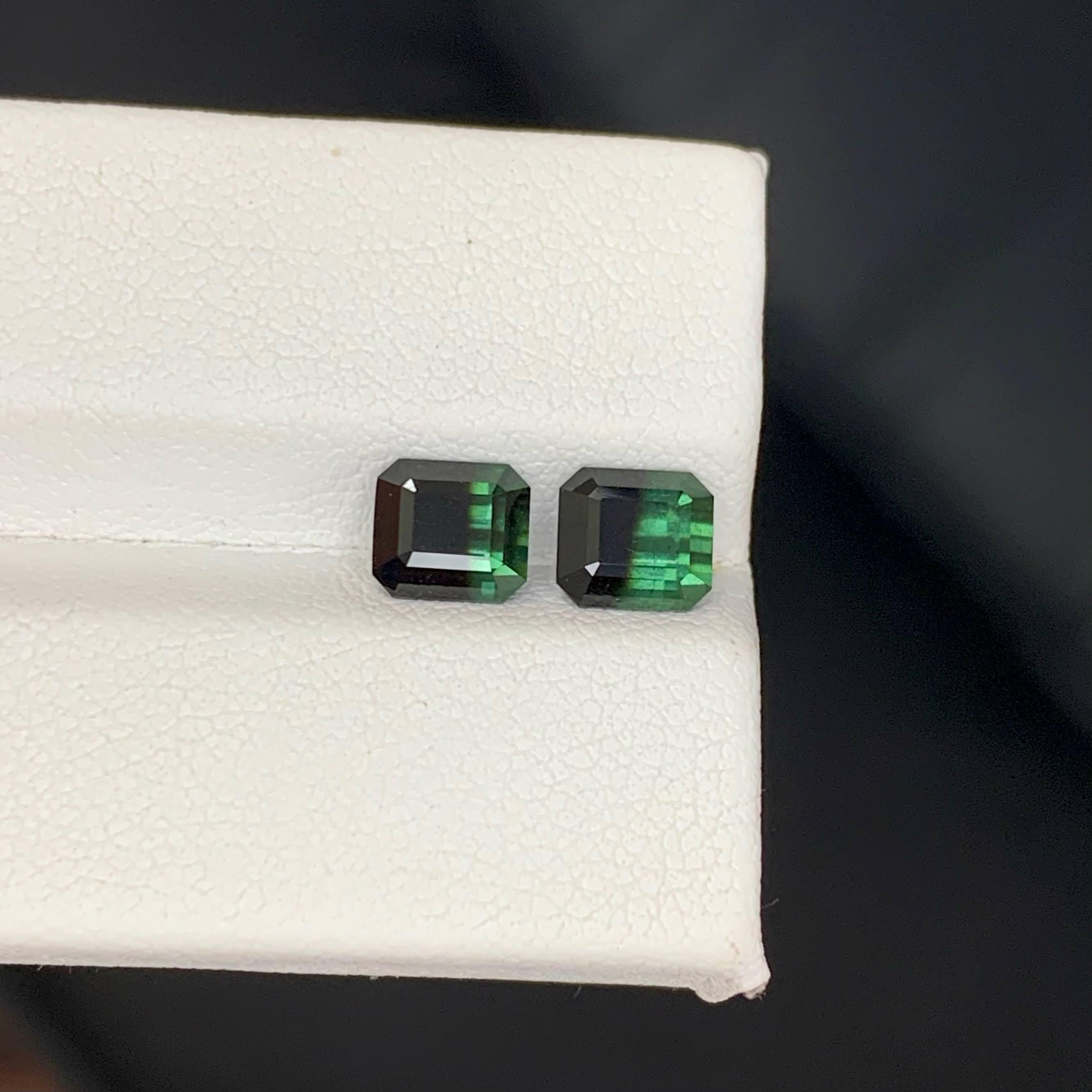 2,95 quilates de turmalina bicolor natural suelta Pareja Piedra preciosa de Pakistán talla esmeralda en venta 4