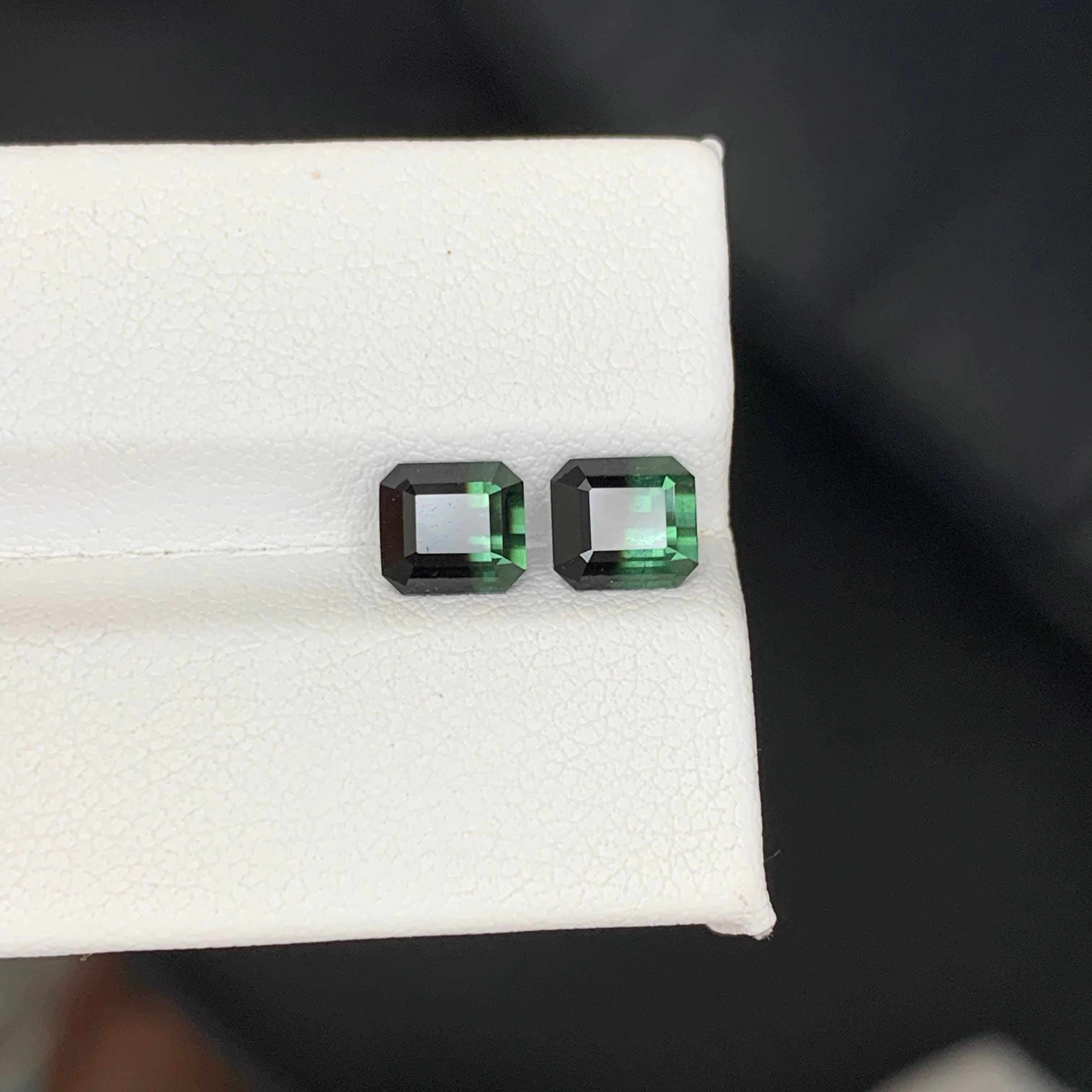 2,95 quilates de turmalina bicolor natural suelta Pareja Piedra preciosa de Pakistán talla esmeralda en venta 5