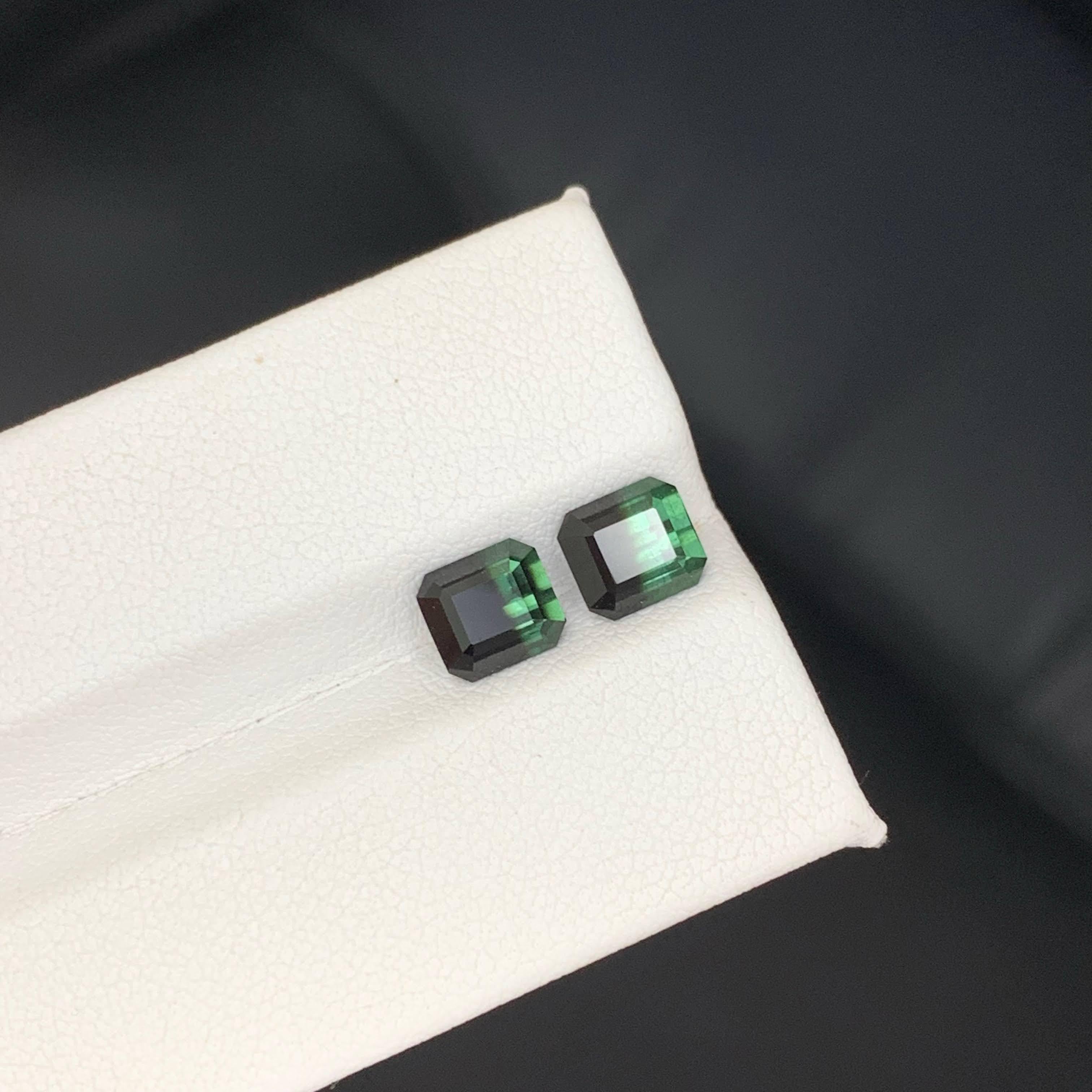 2,95 quilates de turmalina bicolor natural suelta Pareja Piedra preciosa de Pakistán talla esmeralda Moderno en venta