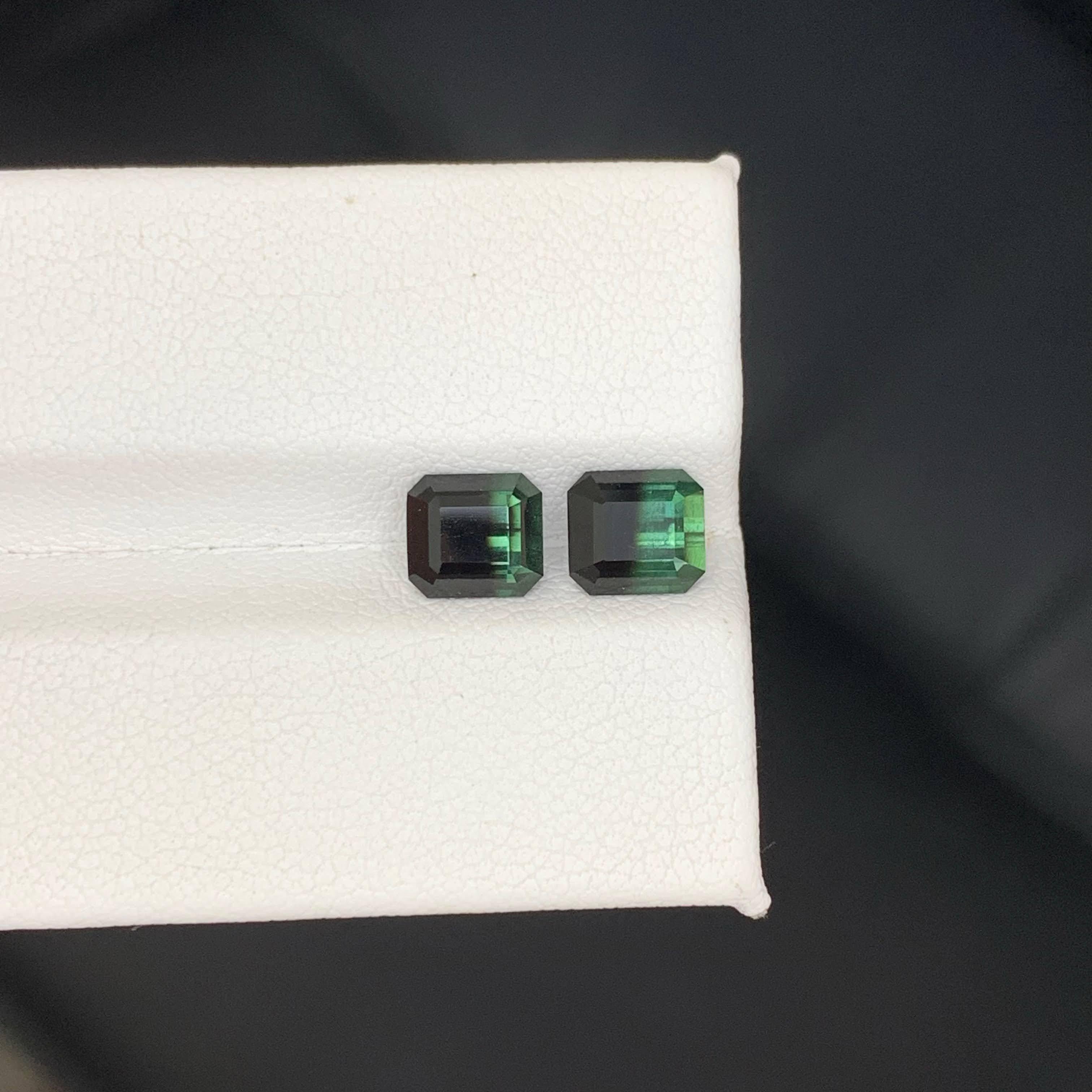 2,95 quilates de turmalina bicolor natural suelta Pareja Piedra preciosa de Pakistán talla esmeralda Corte esmeralda en venta