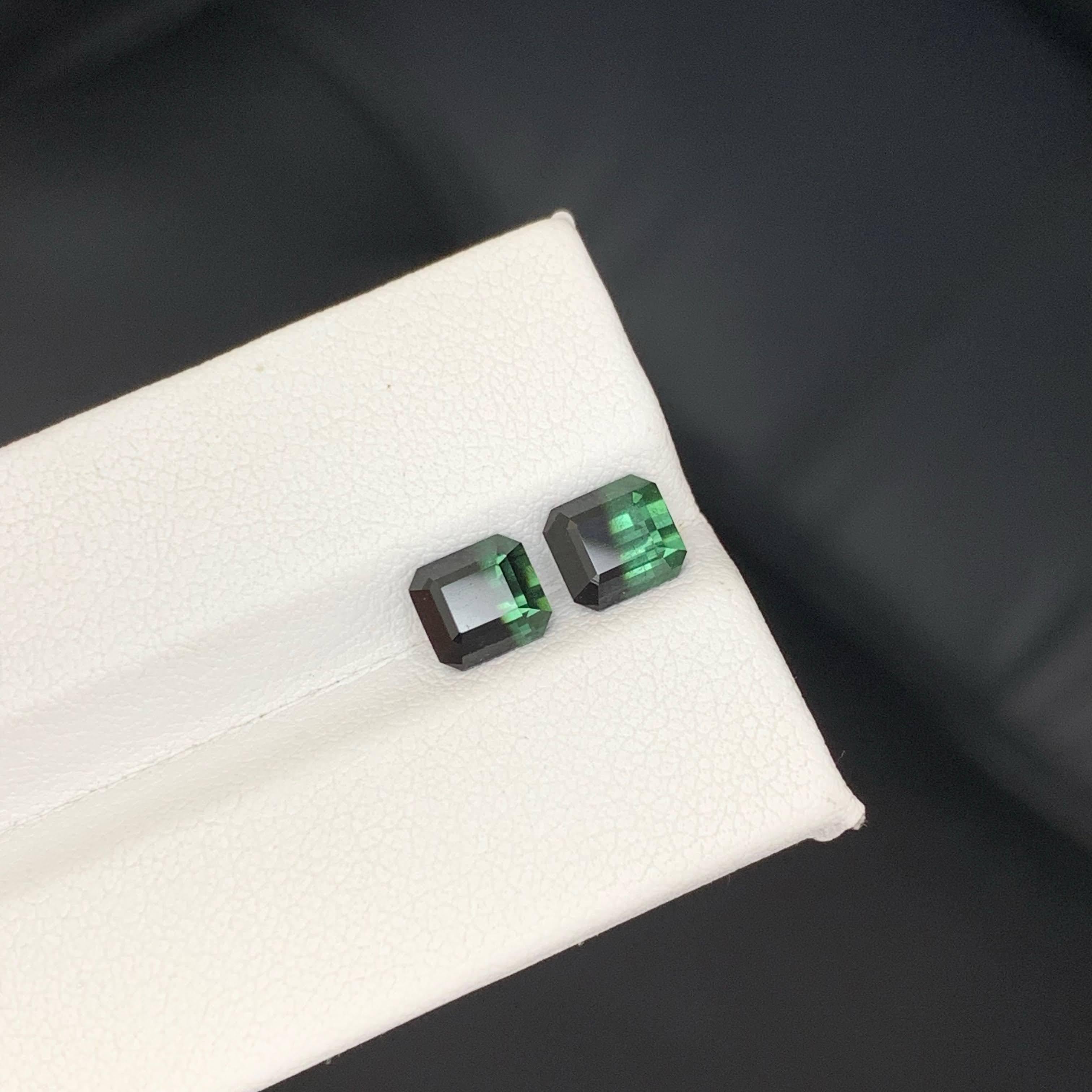 Femenino o masculino 2,95 quilates de turmalina bicolor natural suelta Pareja Piedra preciosa de Pakistán talla esmeralda en venta