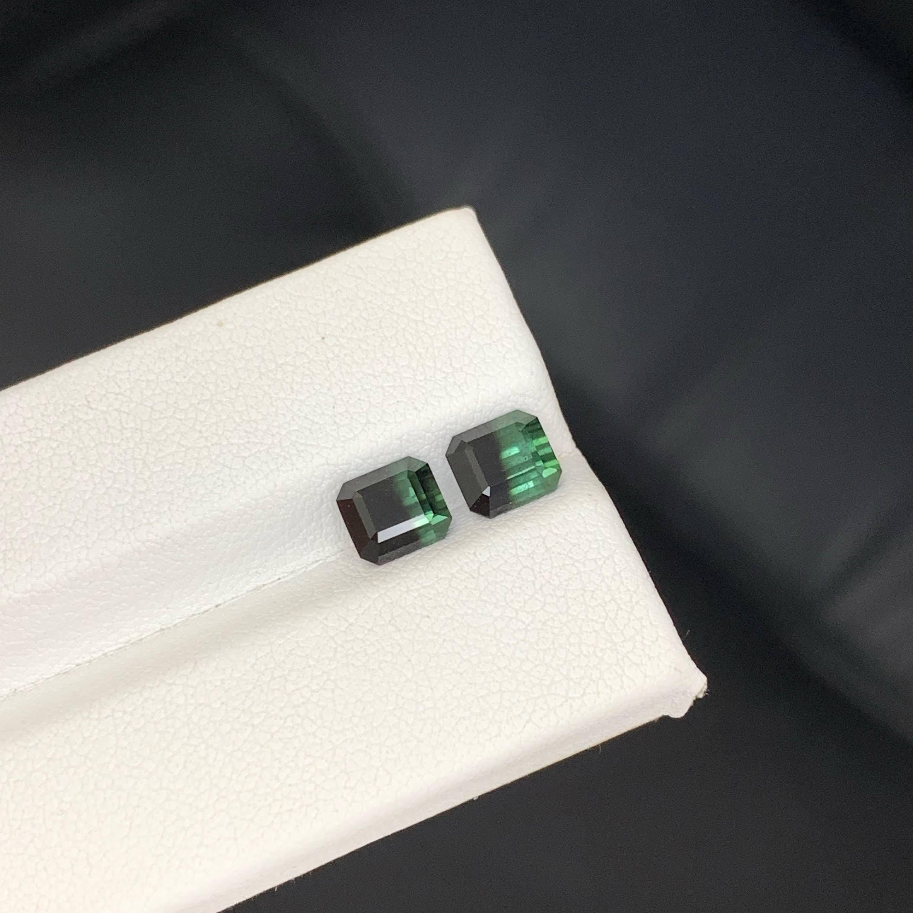 2,95 quilates de turmalina bicolor natural suelta Pareja Piedra preciosa de Pakistán talla esmeralda en venta 1