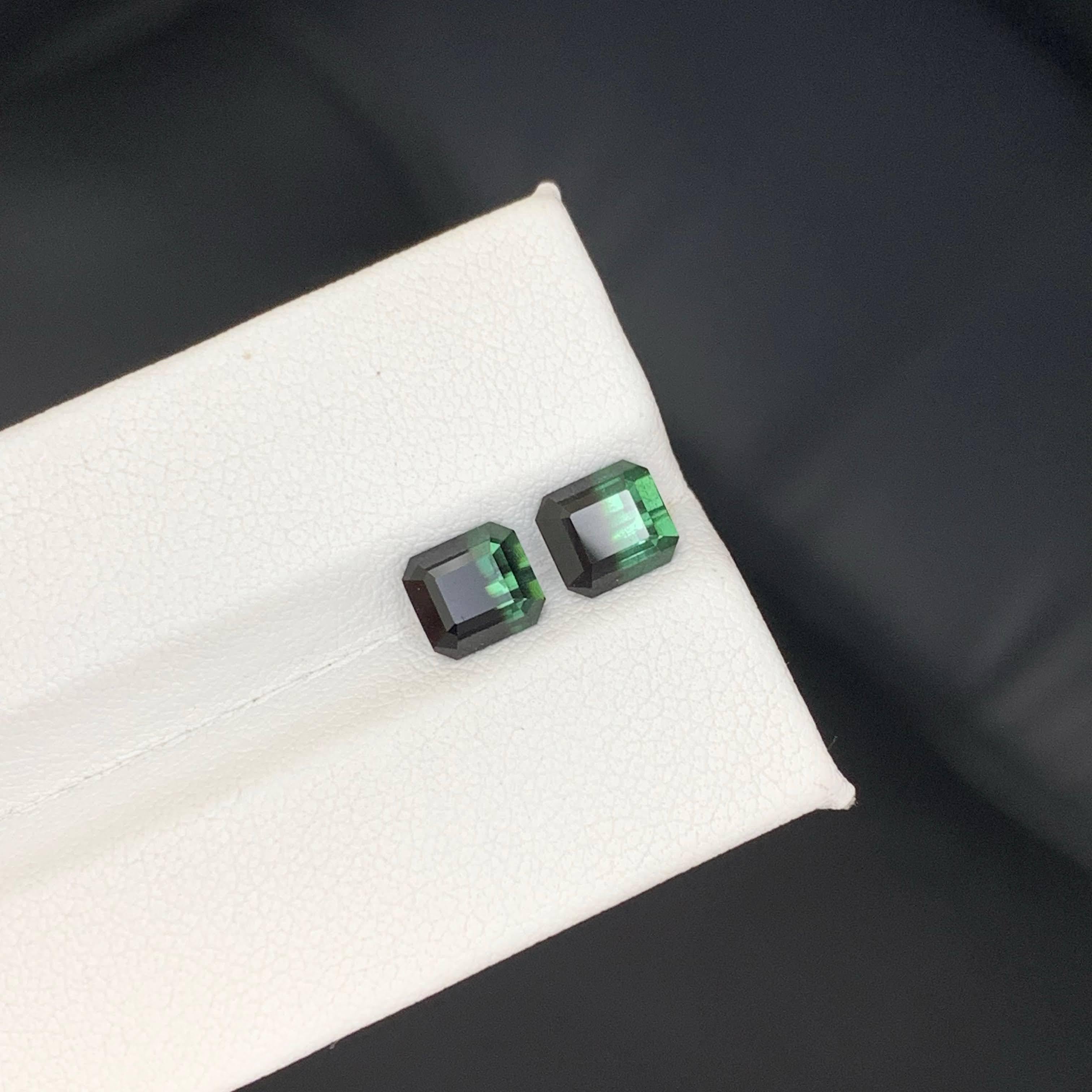 2,95 quilates de turmalina bicolor natural suelta Pareja Piedra preciosa de Pakistán talla esmeralda en venta 2