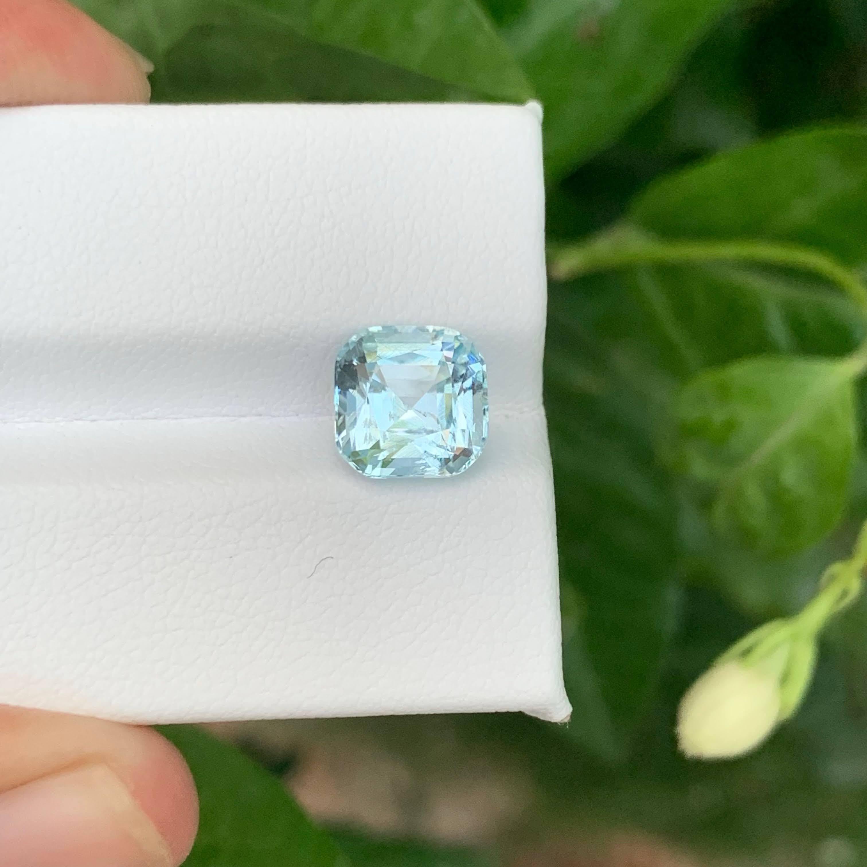 2.95 Karat Natürlicher Loser Blauer Aquamarin Stein Cushion Cut Pakistanischer Edelstein (Moderne) im Angebot