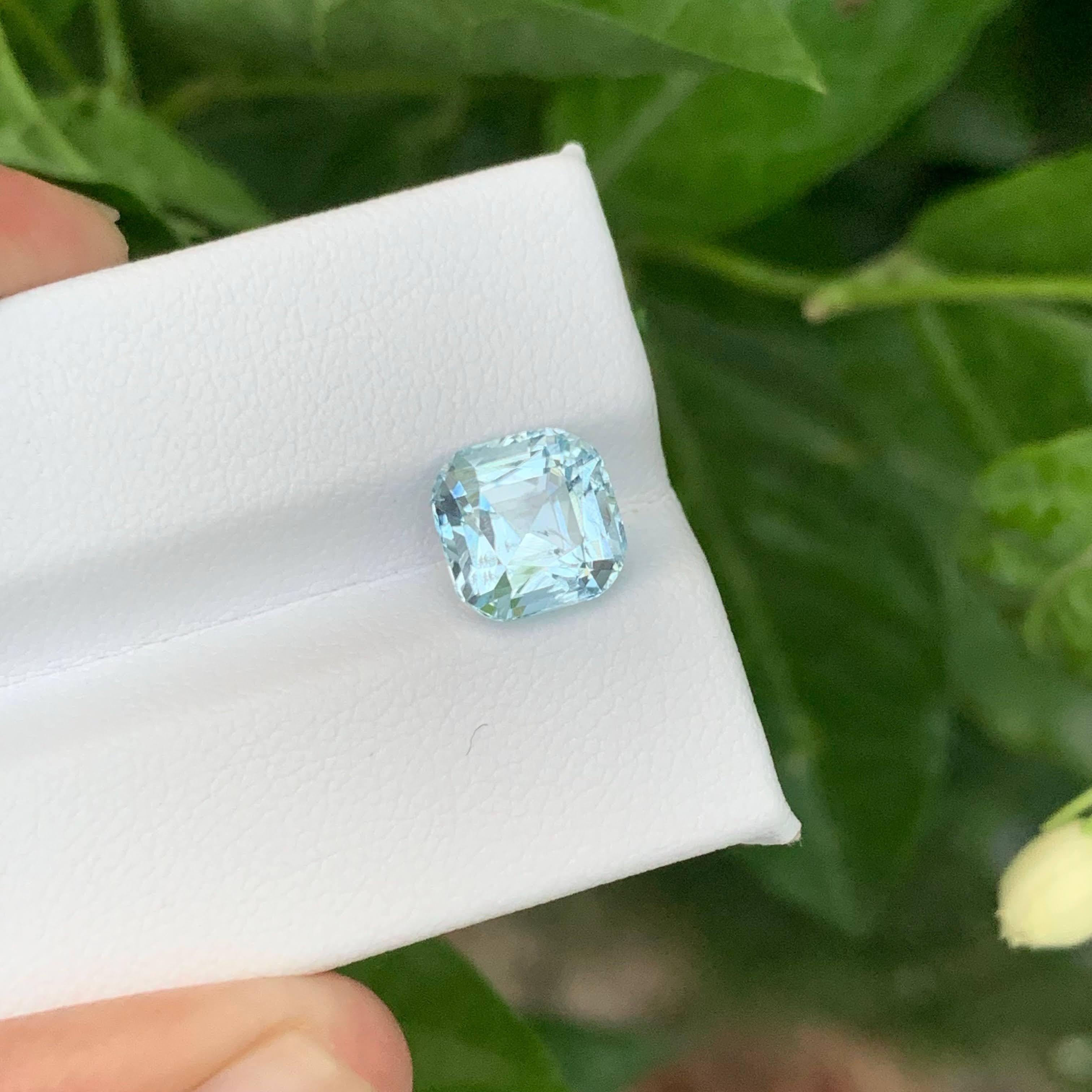 2.95 Karat Natürlicher Loser Blauer Aquamarin Stein Cushion Cut Pakistanischer Edelstein (Kissenschliff) im Angebot