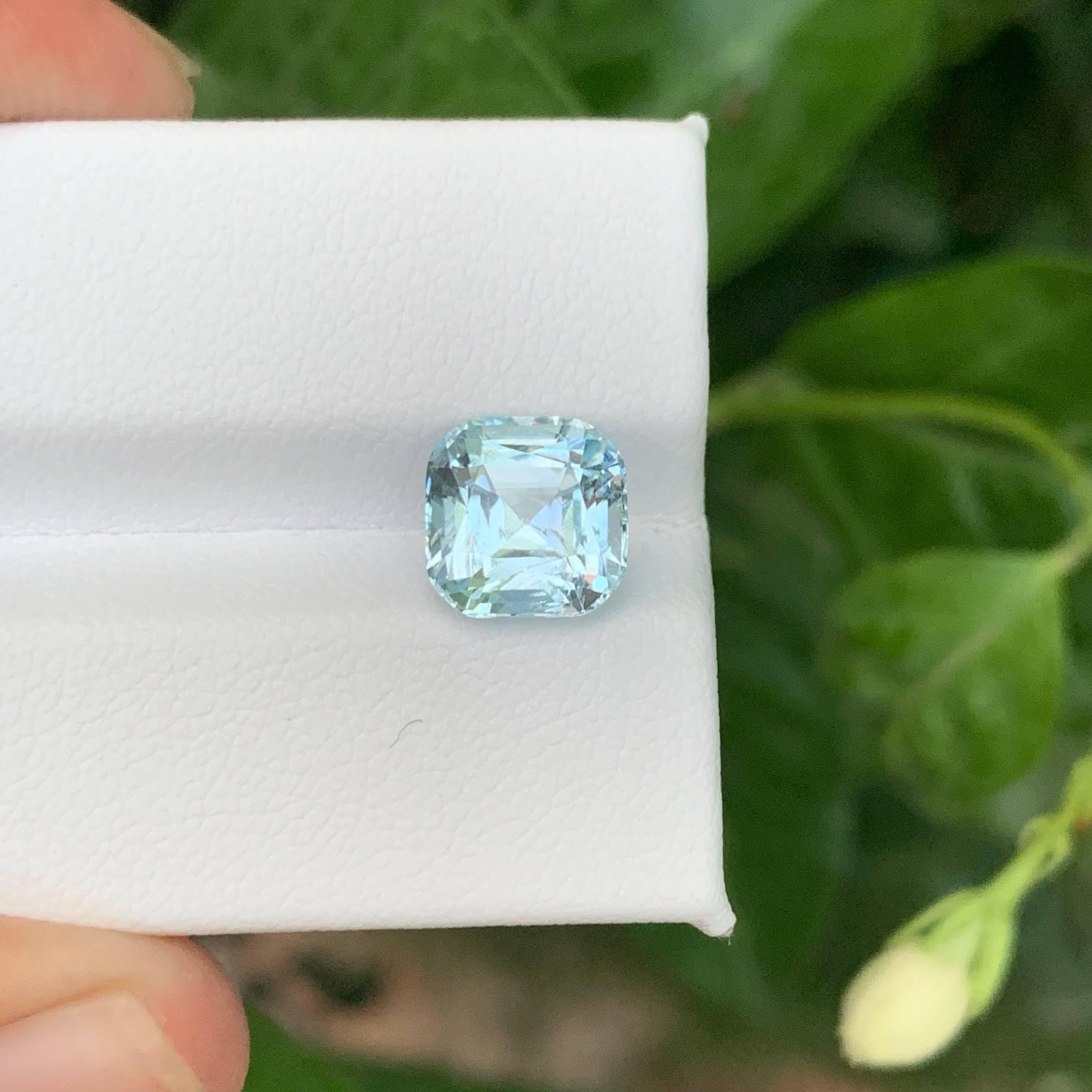 2.95 Karat Natürlicher Loser Blauer Aquamarin Stein Cushion Cut Pakistanischer Edelstein im Angebot 2