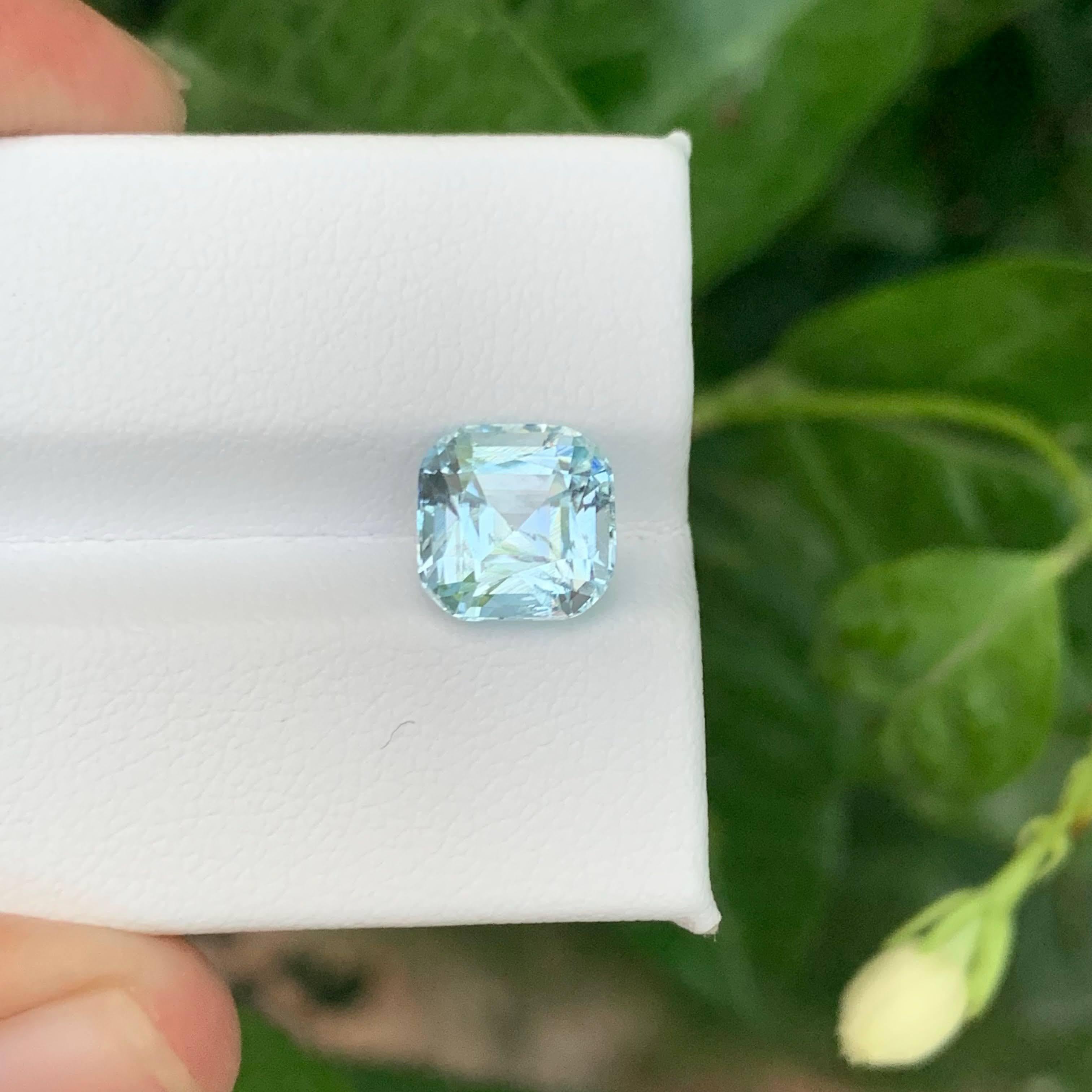 2.95 Karat Natürlicher Loser Blauer Aquamarin Stein Cushion Cut Pakistanischer Edelstein im Angebot 3