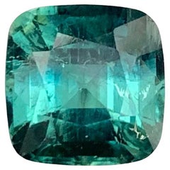 Gema natural suelta de turmalina verde azulada talla cojín de 2,95 quilates