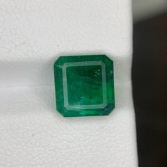 2.95 Carat Natural Loose Deep Green Emerald Stone Asscher Cut Pakistani Gemstone