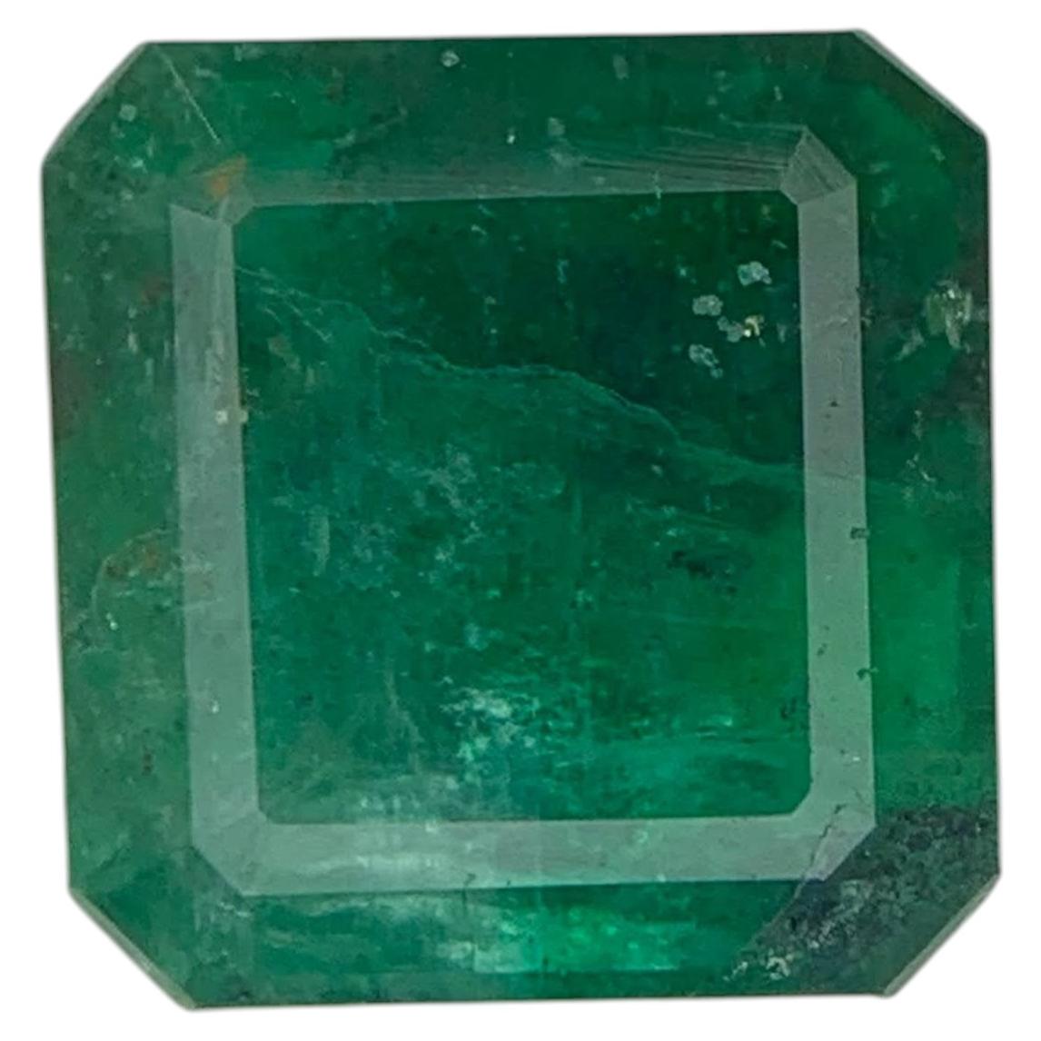 2.95 Carat Natural Loose Deep Green Emerald Stone Asscher Cut Pakistani Gemstone