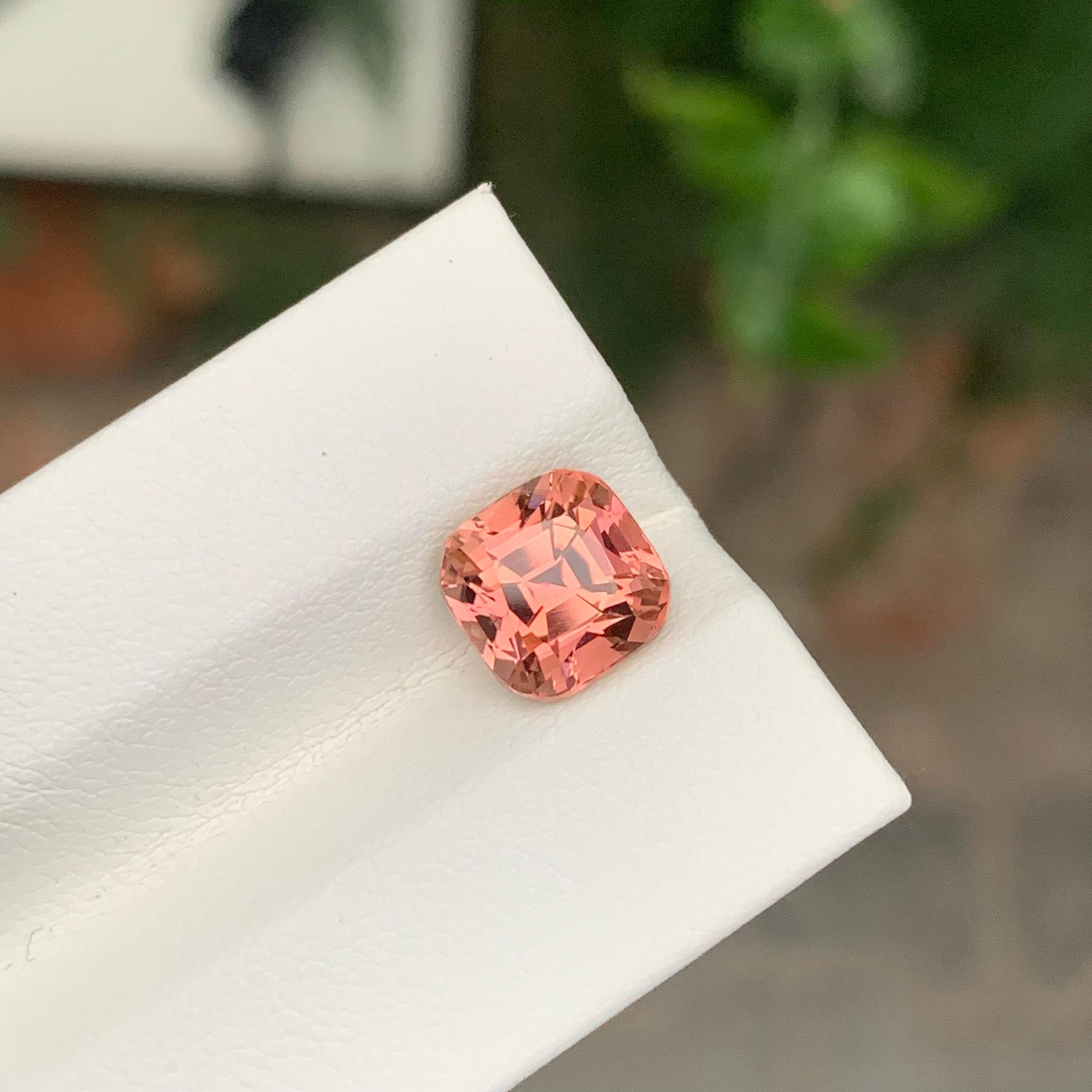 2,95 quilates turmalina rosa melocotón natural suelta gema cuadrada en forma de cojín en venta 7