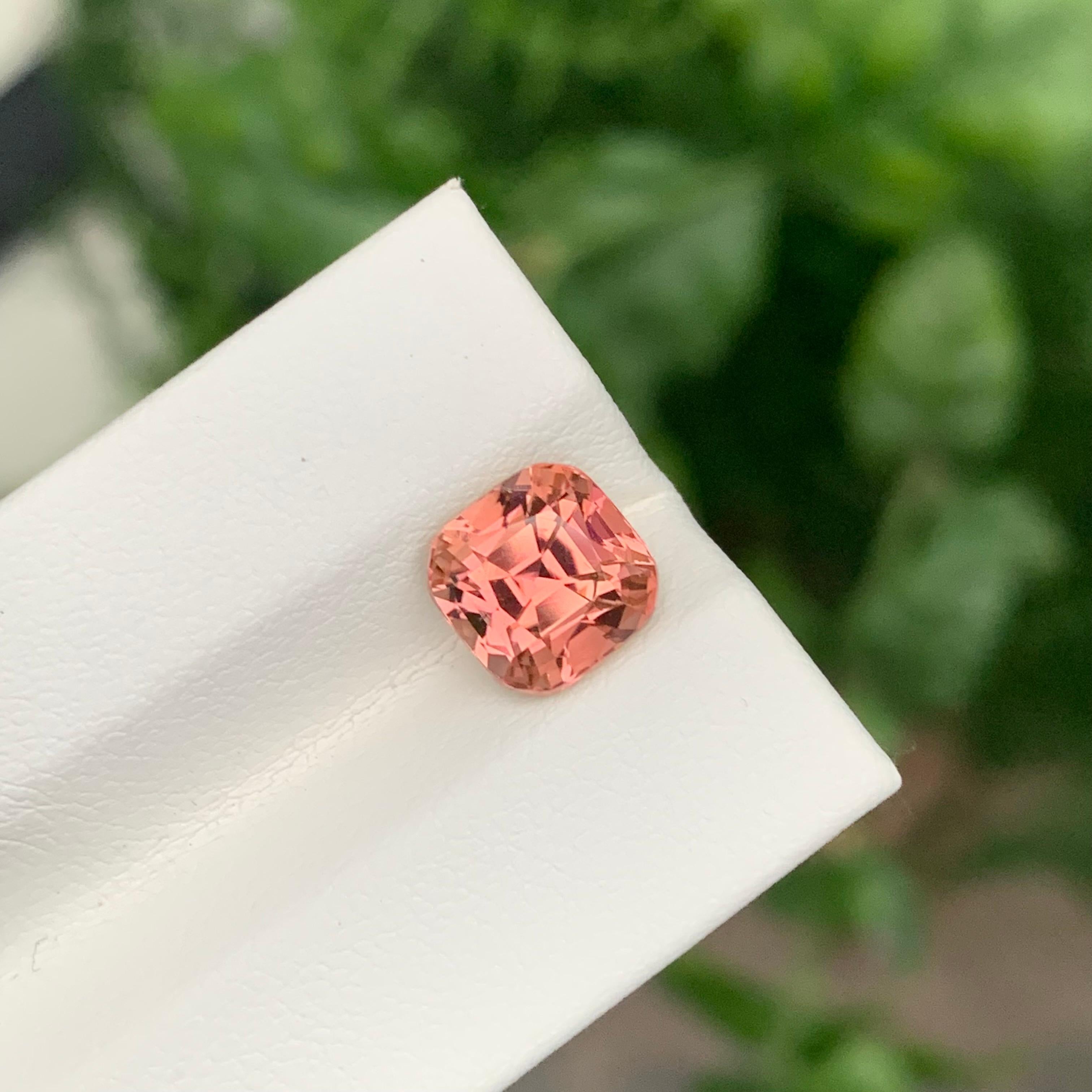 2,95 quilates turmalina rosa melocotón natural suelta gema cuadrada en forma de cojín Artes y manualidades en venta