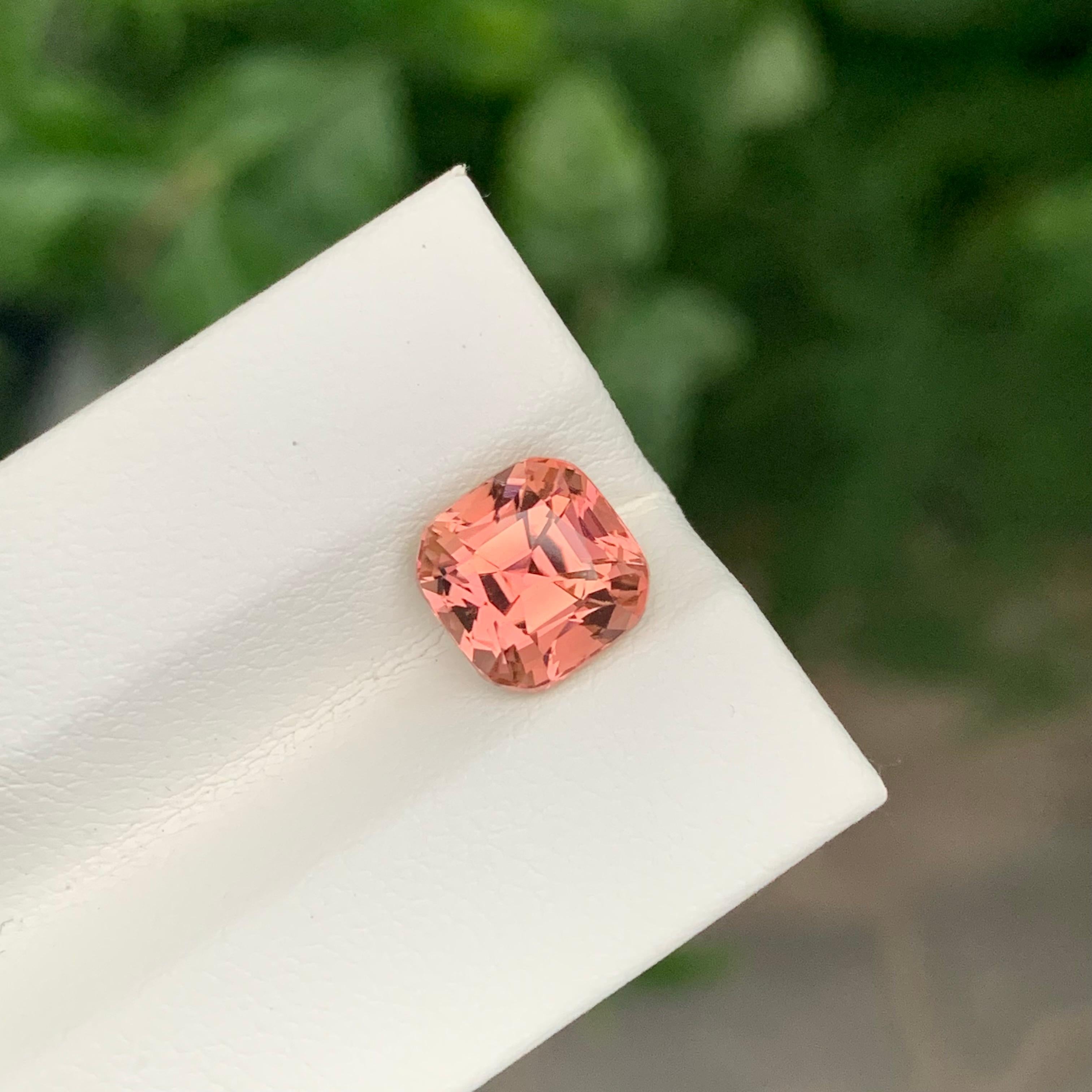 2,95 quilates turmalina rosa melocotón natural suelta gema cuadrada en forma de cojín Corte cojín en venta