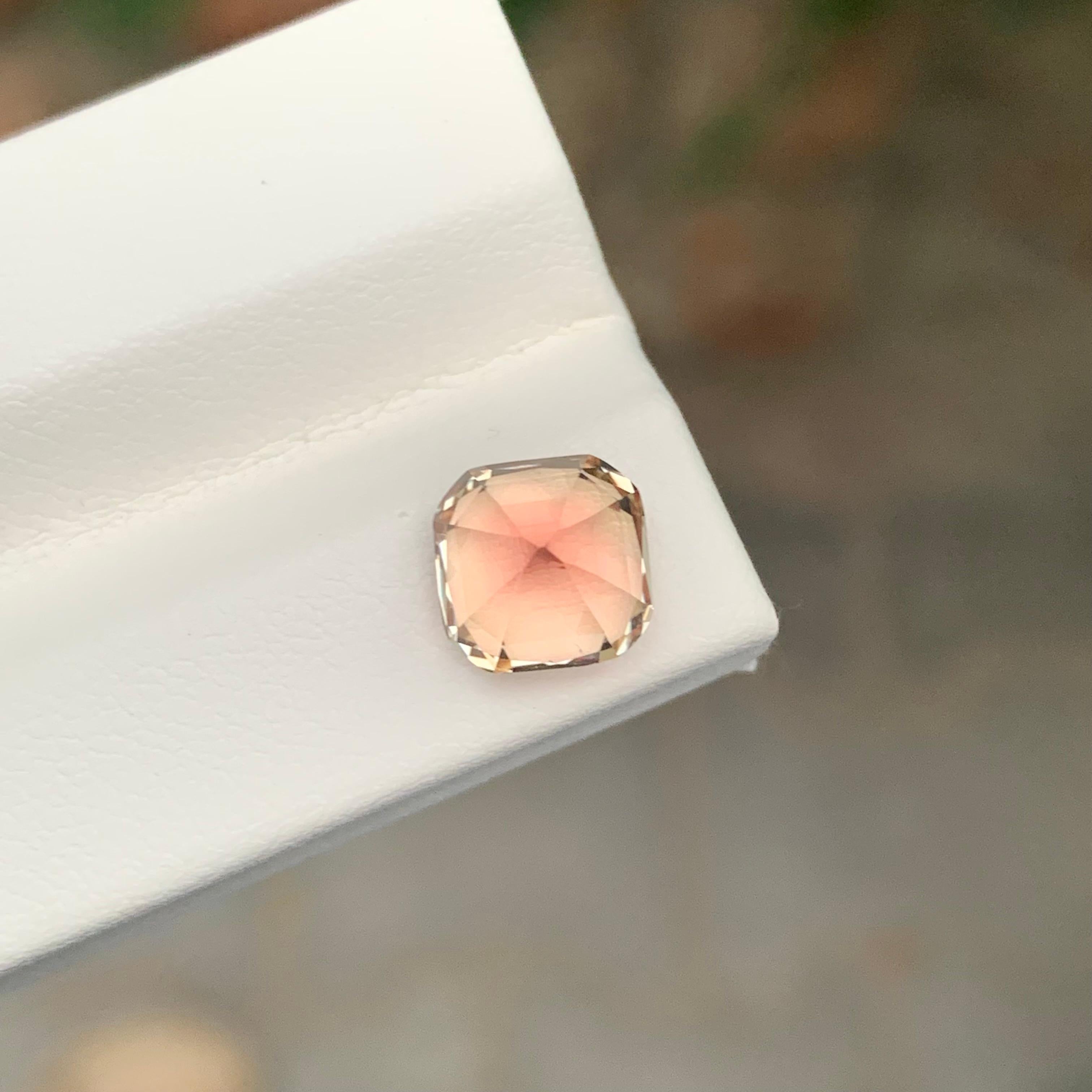2,95 quilates turmalina rosa melocotón natural suelta gema cuadrada en forma de cojín en venta 1