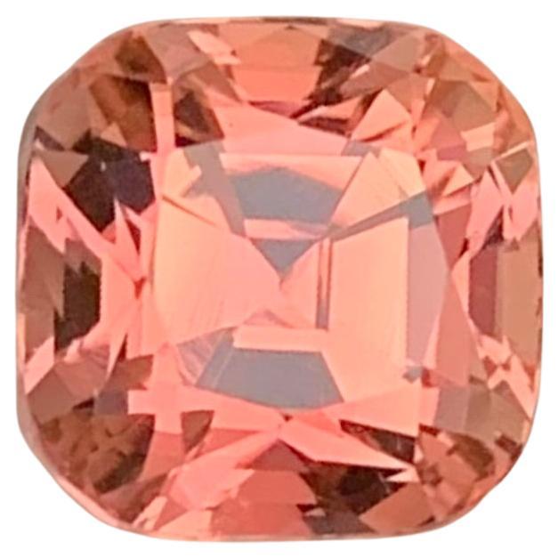 2.95 Carat Natural Loose Peachy Pink Tourmaline Square Cushion Shape Gem