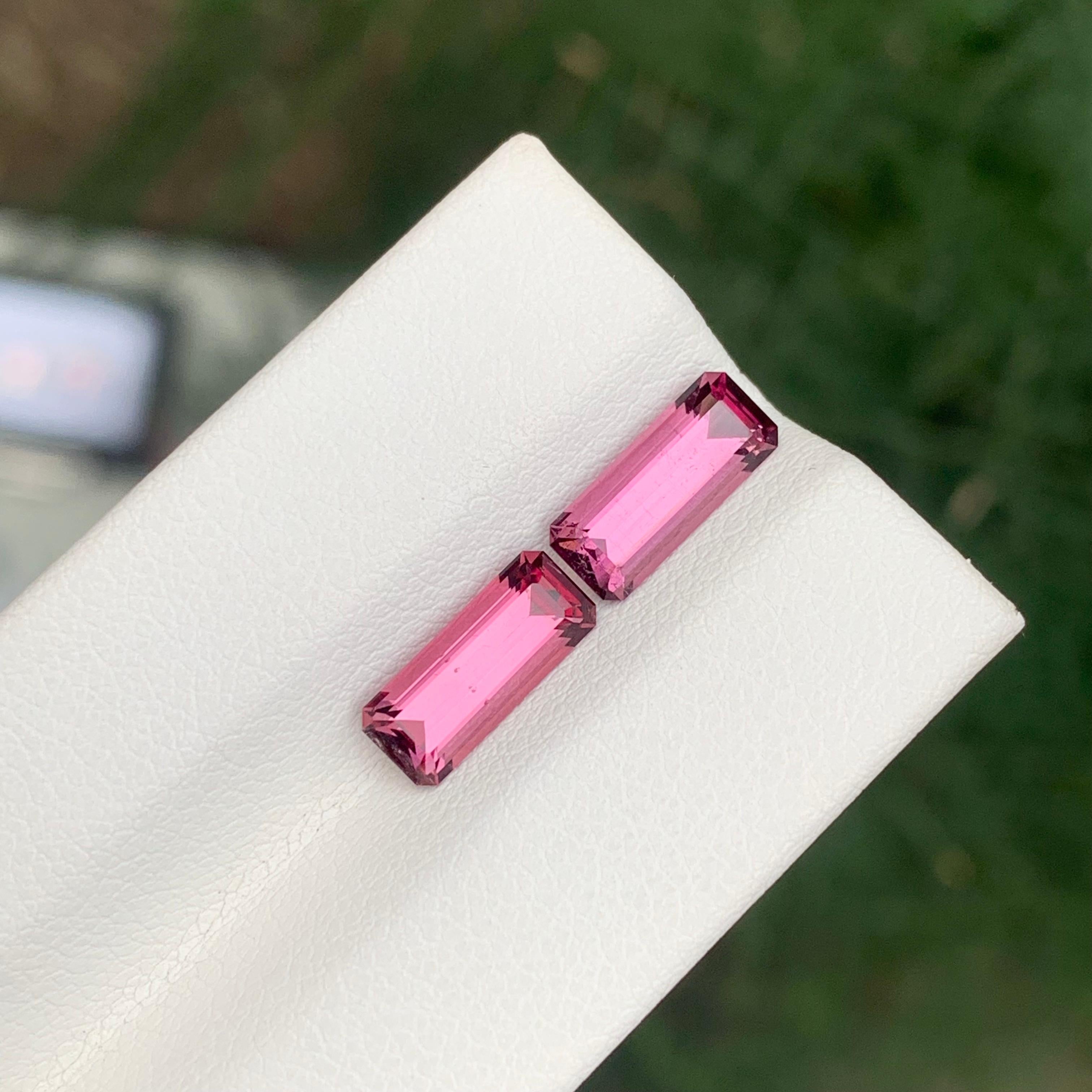 2.95 Carat Natural Loose Pink Tourmaline Pair Emerald Shape Gemstone (pierre précieuse en forme d'émeraude) en vente 5