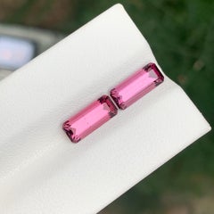 2.95 Karat natürlicher loser rosa Turmalin Paar Smaragd Form Edelstein